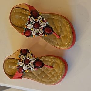 Red platform sandal